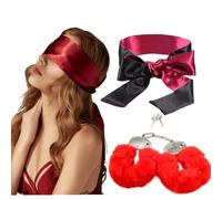 Esposas Suaves Accesorios para Fiestas - Máscara Ocular de Seda Blackout - Accesorios para Juegos de Interior B204 (rojo)