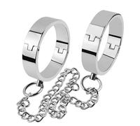 Esposas y tobilleras metálicas con cadena para parejas, restricciones redondeadas para juegos BDSM, set de bondage para rol sensual y control íntimo
