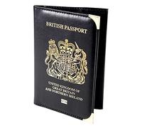 Esposti Cartera para pasaporte británico, piel sintética, para pasaporte del Reino Unido, Black, Moderno