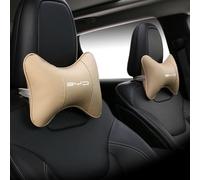 EsprAL 2PCS Cuero Coche Seat reposacabezas, para BYD ATTO ATTO 2 ATTO 3 Almohada Cómoda Suave Transpirable Cabeza Soporte Car Interior Accesorios,B/Beige