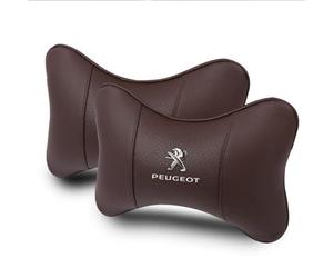 EsprAL 2PCS Cuero Coche Seat reposacabezas, para Peugeot 107 108 206 207 207 CC 208 307 307 CC 308 308 CC 406 407 Almohada Cómoda Suave Transpirable Cabeza Soporte Car Interior Accesorios,C/Brown
