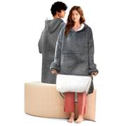 EspRaL - Sudadera con capucha de gran tamaño, sudadera con tapa original, Sweet Plaid Flanelle, Poncho Plaid y Bolsillo de Peluche para hombres y mujeres, talla única, gris, 3XL/grande taille-X-alto