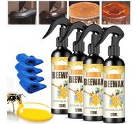 Espray de cera de abeja micromolecularizada natural, spray de cera de abejas, spray de cera de abejas para muebles, abrillantador y limpiador de muebles (4 unidades)