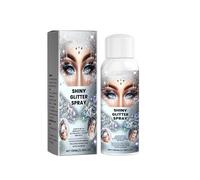 Espray de purpurina para cabello y cuerpo, purpurina corporal, spray para el cabello, ropa, festival de música, purpurina facial para mujeres, spray corporal de secado rápido y brillo duradero (Plata