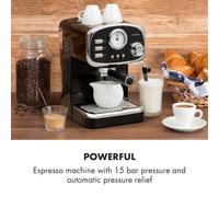 Espressionata Gusto Máquina de espresso 1100W 15 Bar presión negra Klarstein