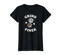 Espresso Barista Grind Finer Coffee Maker Joke Camiseta gráfica económica, Mujer, Negro, XS