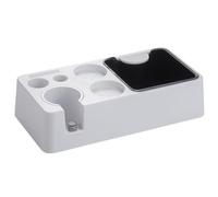 Espresso Knock Box - Estación de apisonamiento con base antideslizante, apta para almacenamiento y uso diario, incluyendo un manipulador y distribuidor (blanco)