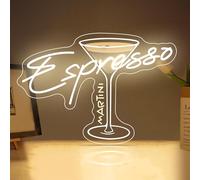 Espresso Martini - Cartel de neón para cócteles, decoración de pared con luz LED para bar, decoración del hogar con función de atenuación