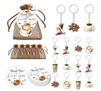 Espresso Martini Party Favors Love Is Brewing Bridal Shower Decor Coffee Keychain Brown Organza Bags Round Coffee Thank You Tags for Coffee Theme Bridal Shower Birthday Decor Party Supplies