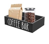 Espresso Station - Timber Condiment Rack For Beverage Management | Natural Grain Carved Tray Plus Adjustable Slot Inserts & Weighted Base For Countertop, Pantry, Buffet And Outdoor