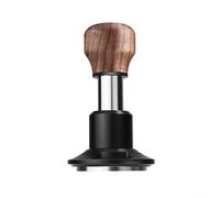 Espresso Tamper Spring cargado con base ondulada para extracción uniforme de café, mango de madera de nogal, acero inoxidable, 58 mm, se adapta a portafiltros estándar para baristas domésticos, negro