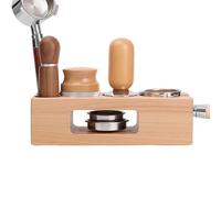 Espresso Tamping Station, Wooden Portafilter Holder Stand with Non Slip Design for Tamper Organization and Workflow, Countertop Station for Home or Cafe Use