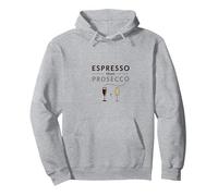 Espresso y Luego Prosecco: Pared Elegante de la Barra del café Sudadera con Capucha, Unisex para Adultos, Gris Jaspeado, S
