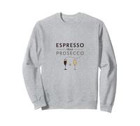 Espresso y Luego Prosecco: Pared Elegante de la Barra del café Sudadera, Unisex para Adultos, Gris Jaspeado, S