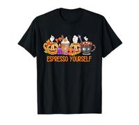 Espresso Yourself Cute Ghost Fall Pumpkin Coffee Halloween Camiseta
