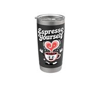 Espresso Yourself Funny Coffee Pun Barista Cafeína Lindo Vaso térmico de acero inoxidable de doble pared