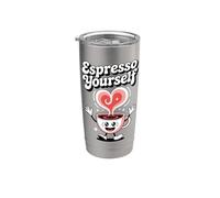 Espresso Yourself Funny Coffee Pun Barista Cafeína Lindo Vaso térmico de acero inoxidable de doble pared