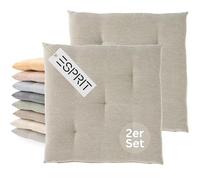 Esprit 2er Set de Cojines de Asiento para Silla 40x40cm Marrón - Cómodas Fundas de Silla para Comedor y Cocina - Lavables hasta 30°C - Öko-Tex - Respaldo para Muebles de Jardín, Cojín, Banco, Silla de