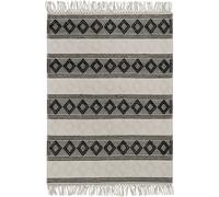 Esprit Alfombra kilim étnica tejida con flecos y relieve negro blanco 110x170