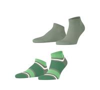 ESPRIT Bold Stripes Multipack M Sn algodón lisos 2 pares, Calcetines cortos Hombre, Verde Frosty Grey 7180, 39-42