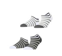 ESPRIT Bold Stripes Multipack W Sn algodón lisos 2 pares, Calcetines cortos Mujer, Multicolor Brown White 0050, 35-38