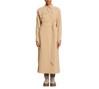 Esprit Collection Vestido midi camisero viscosa con cinturón. Beige 38