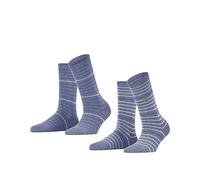 ESPRIT Fine Stripe 2-Pack, Calcetines Mujer, Algodón, Azul (Marine 6120), 39-42 (pack de 2)