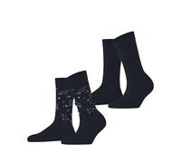 ESPRIT Flower Rib Multipack W So algodón estampados 2 pares, Calcetines Mujer, Azul Marine 6120, 35-38