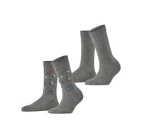 ESPRIT Flower Rib Multipack W So algodón Estampados Calcetines, Gris Light Grey 3400, 35-38 (Pack de 2) para Mujer