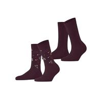 ESPRIT Flower Rib Multipack W So algodón Estampados Calcetines, Rojo Shadow Red 8138, 35-38 (Pack de 2) para Mujer