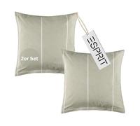Esprit Home Juego de 2 fundas de almohada premium de 40 x 40 cm, algodón, gris, 2 piezas, fundas de almohada con logotipo de Esprit bordado, doble cara, color a juego con ropa de cama con cremallera