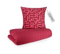 Esprit Home Juego de ropa de cama de franela 140x200 algodón rojo - Juego de ropa de cama de lujo de 2 piezas ecológico - acogedor y cálido y esponjoso - 1 funda nórdica y 1 funda de almohada 70x90cm