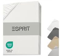 Esprit Home Sábana Bajera 180x200 Algodón Jersey hasta Sábana Bajera 200x200 para Somier Blanco - Sábana Bajera de Lujo 200x220cm en Calidad Hotelera hasta 30 cm de Altura de Colchón - Transpirable y