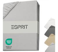 Esprit Home Sábana Bajera 180x200 Algodón Jersey hasta Sábana Bajera 200x200 para Somier Boxspring gris - Sábana Bajera de Lujo 200x220 cm en Calidad Hotel hasta 30 cm de Altura de Colchón