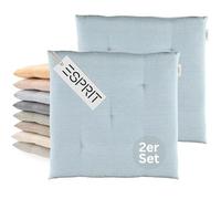 Esprit Juego de 2 cojines de asiento para silla, 40 x 40 cm, color azul claro, cómodos cojines para silla de comedor y cocina, lavables hasta 30 °C, certificado Öko-Tex, cojín para muebles de jardín
