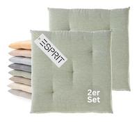 Esprit Juego de 2 cojines de asiento para silla, 40 x 40 cm, color verde, cómodos cojines para silla de comedor y cocina, lavables hasta 30 °C, certificado Öko-Tex, cojín para muebles de jardín, banco