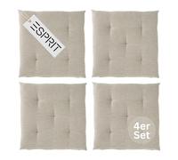 Esprit Juego de 4 cojines de asiento para silla, 40 x 40 cm, color marrón, cómodos cojines para silla de comedor y cocina, lavables hasta 30 °C, certificado Öko-Tex, cojín para muebles de jardín