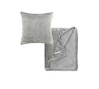 Esprit Juego de manta de 140 x 190 cm y funda de almohada de 45 x 45 cm, con certificación Oeko-Tex, colcha mullida para sofá, funda de edredón y funda de almohada gris