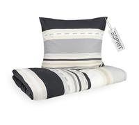Esprit Ropa de cama de 155 x 220 cm, algodón gris, funda nórdica bohemia + funda de almohada de 80 x 80 cm, ropa de cama de lujo de 2 piezas en calidad de hotel, transpirable, funda de edredón de