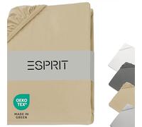 Esprit Sábana Bajera 180x200 Algodón Jersey hasta Sábana Bajera 200x200 para Somier de Resorte Marrón - Sábana Bajera de Lujo 200x220cm en Calidad Hotelera hasta 30 cm de Altura de Colchón