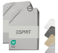 Esprit Sábana bajera ajustada 180x200 cm, paquete de 2 unidades, 100 % algodón jersey hasta sábana 200x200 para camas de muelles, gris - Sábanas de lujo de hotel 200x220 cm hasta 30 cm de altura de