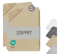 Esprit Sábana Bajera de Jersey 140x200cm Pack de 2 hasta 160x200cm Frottee - Sábana 160 x 200 Algodón beige - Sábana Bajera de Lujo para Boxspring hasta 30 cm de Altura de Colchón - Sábana de Cama