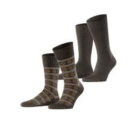 ESPRIT Scandi Multipack M So algodón lana estampados 2 pares, Calcetines Hombre, Marrón Chocolate 5004, 39-42
