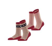 ESPRIT Scandi Multipack W So algodón lana estampados 2 pares, Calcetines Mujer, Rojo Red Flash 8154, 35-38