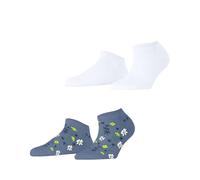 ESPRIT Spring Flowers Multipack W Sn algodón lisos 2 pares, Calcetines cortos Mujer, Multicolor White Blue 0090, 35-38
