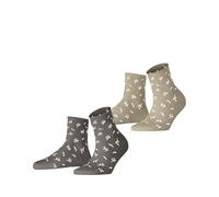 ESPRIT Twig W Sso algodón estampados 2 pares, Calcetines Mujer, Marrón Kahkekar 0100, 39-42
