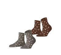 ESPRIT Twig W Sso algodón estampados 2 pares, Calcetines Mujer, Multicolor Grey Red 0060, 35-38