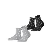 ESPRIT Twig W Sso algodón estampados 2 pares, Calcetines Mujer, Multicolor Schwarz Grau 0050, 39-42
