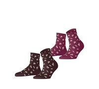 ESPRIT Twig W Sso algodón estampados 2 pares, Calcetines Mujer, Rojo Tibetan Red Cerise 0110, 35-38