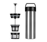 ESPRO P0 Cafetera de Embolo de Viaje, Aislada, 470 ml, Acero | Acero inoxidable cepillado y aislado, prepara y bebe en un vaso, microfiltro patentado